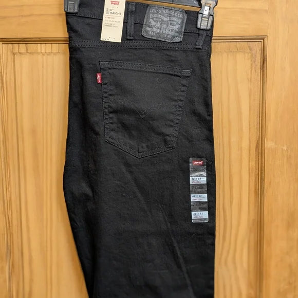 Levi's 514 Straight Leg Men's 42x32 Black Jeans Stretch Cowboy Denim Classic NWT - Picture 8 of 12